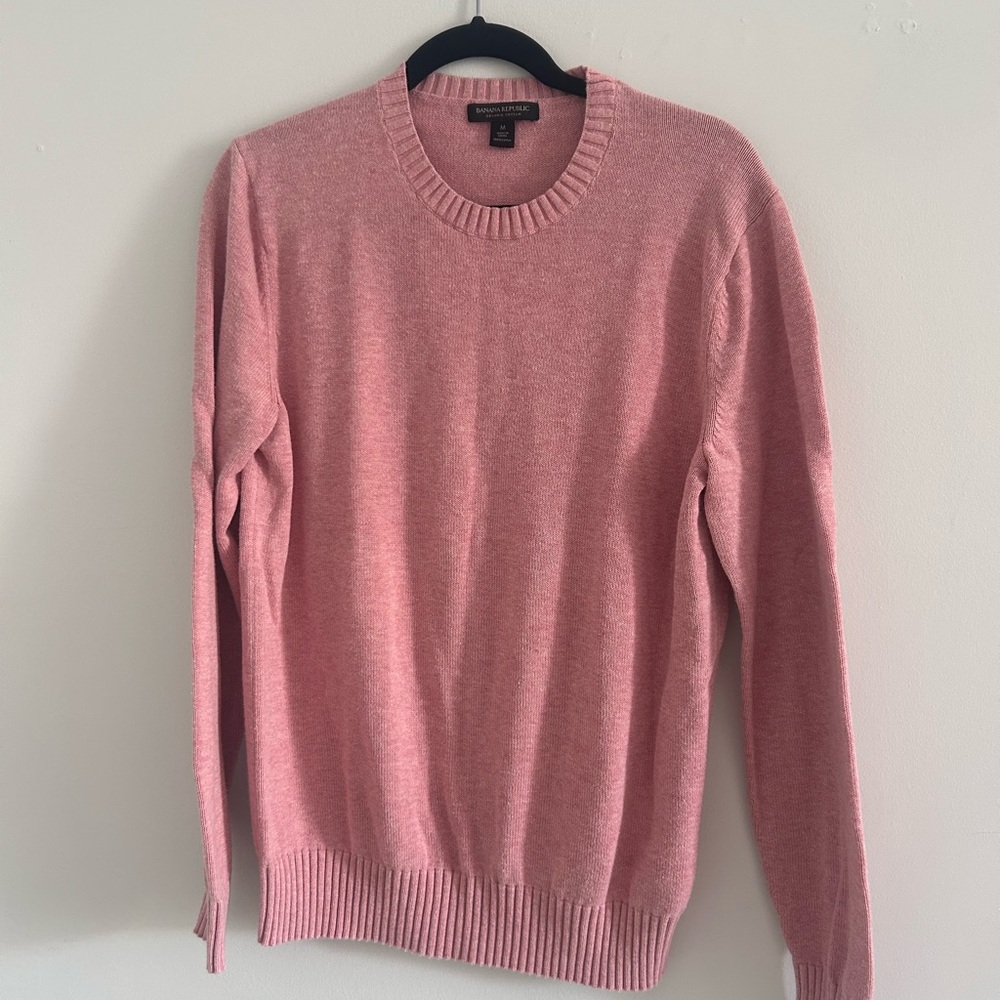 Banana Republic Soft Pink Crewneck 100% Cotton Sweater Size Medium